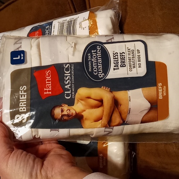 NWT Hanes Men's Sz Large (36-38) White 100% Cotton Briefs 3 Pack - Picture 5 of 10